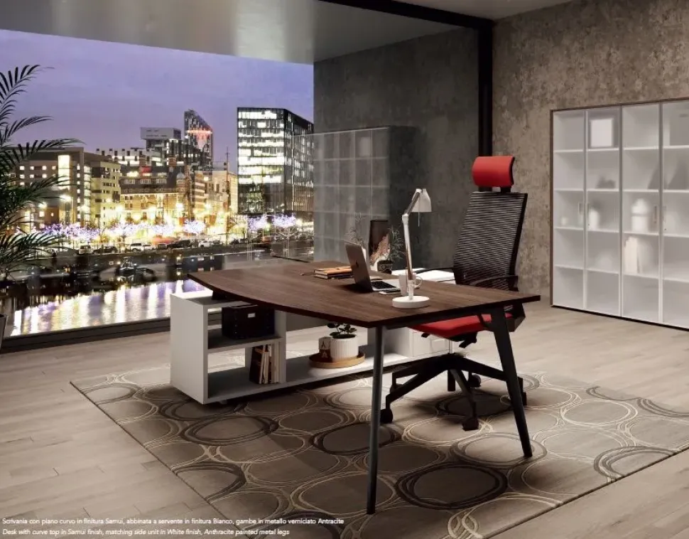 Scrivania direzionale in legno Ufficio completo rhea a marchio Flycom a prezzi convenienti