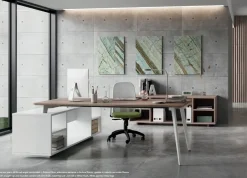 Scrivania direzionale in legno Scrivania rhea direzionale con sedia a marchio Flycom a prezzi convenienti