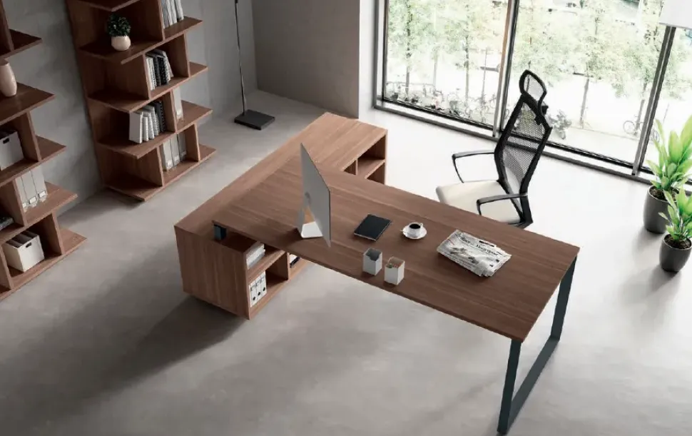 Scrivania direzionale in legno Ufficio completo stratos plus 2 a marchio Flycom con forte sconto
