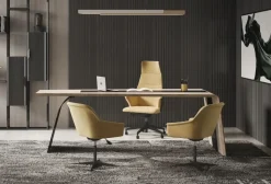 Scrivania direzionale in pelle Scrivania acciaio e pelle luxury italia a marchio Md work con forte sconto