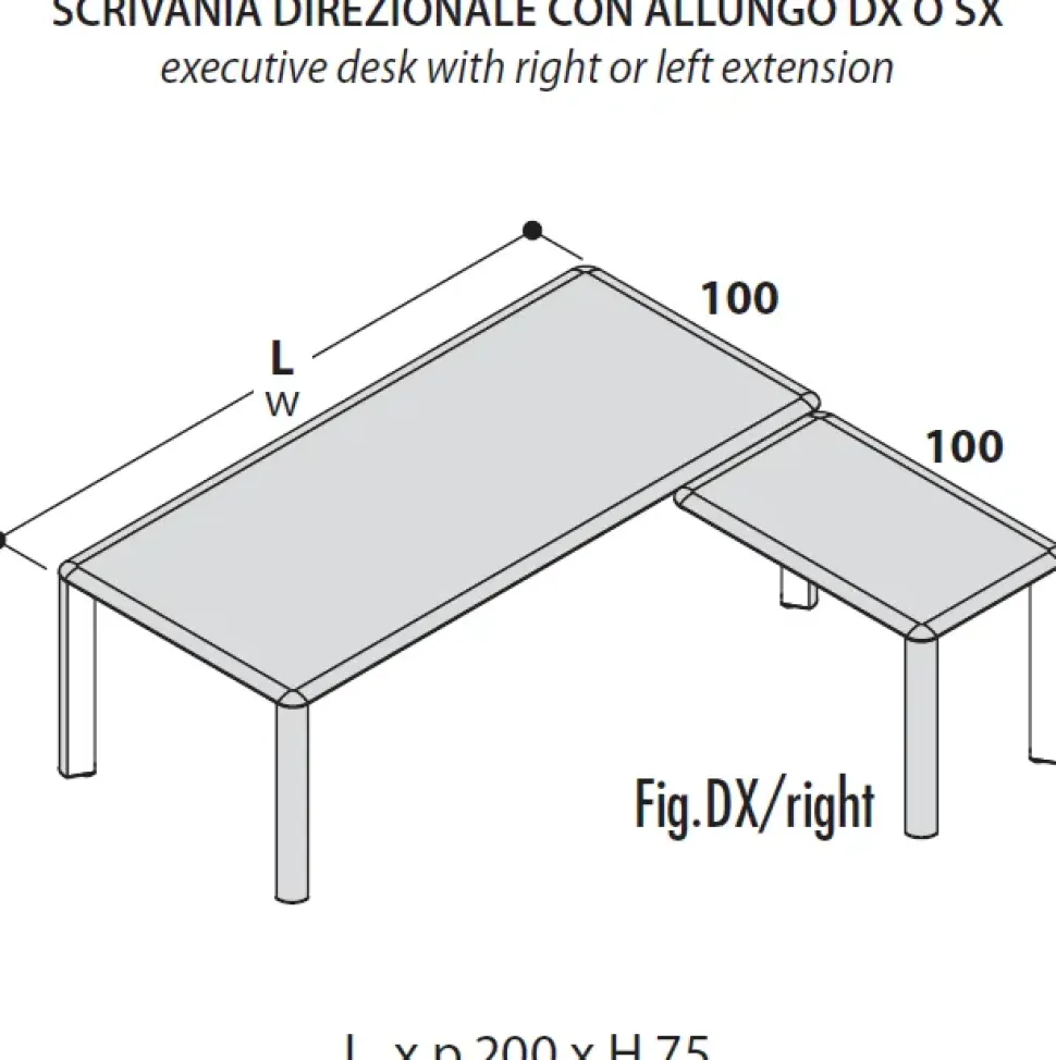 Scrivania direzionale in legno Direzionale iulio a marchio Las mobili a prezzi convenienti