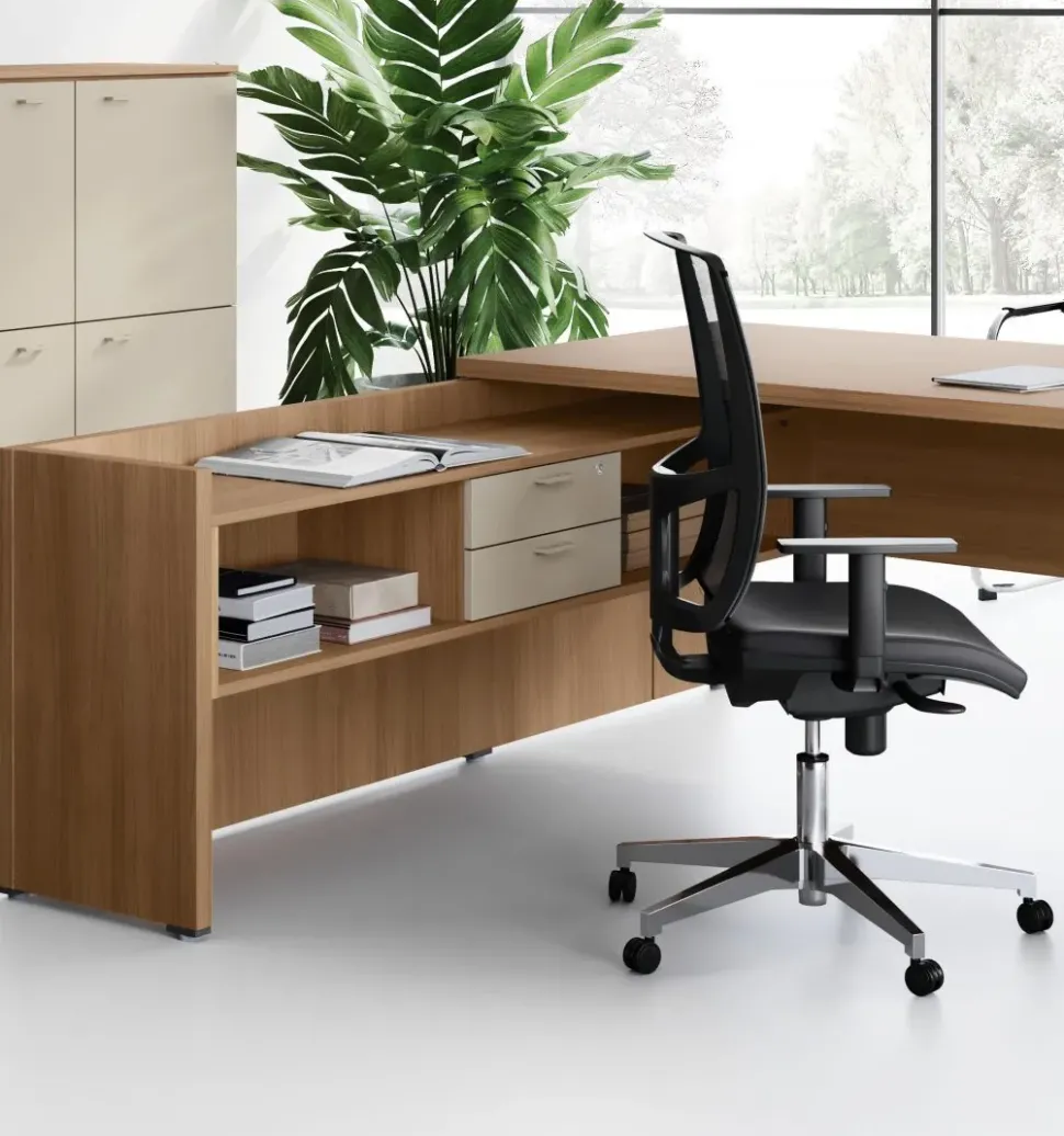 Scrivania direzionale modello Delta - composizione ufficio completo in legno ad un prezzo speciale