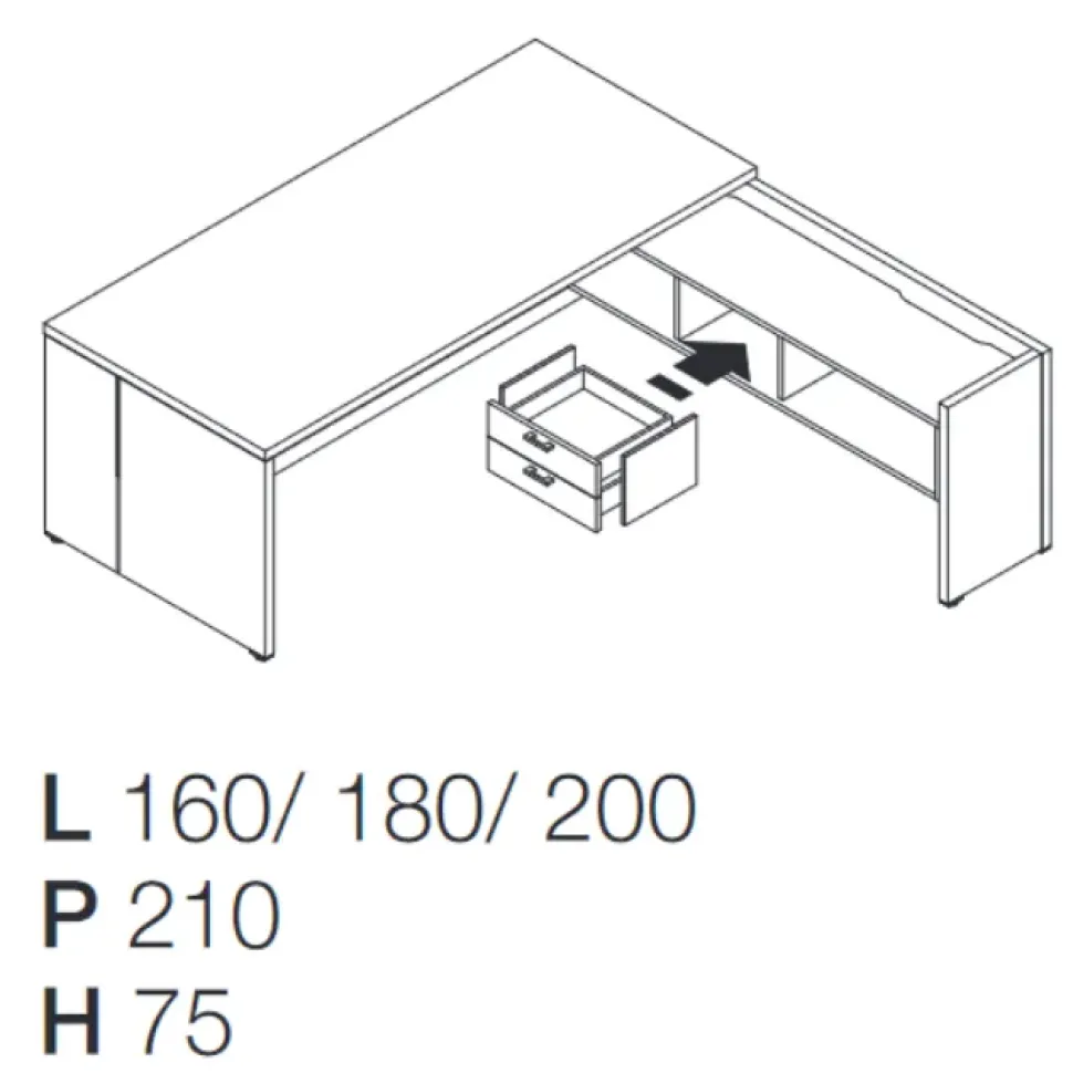 Scrivania direzionale modello Delta - composizione ufficio completo in legno ad un prezzo speciale