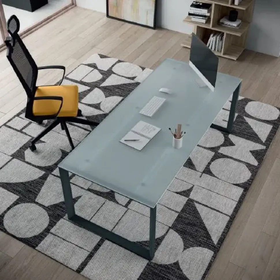 Scrivania direzionale modello E ufficio completo stratos plus in vetro ad un prezzo speciale