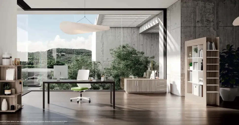 Scrivania direzionale Scrivania direzionale eos con mobili in vetro Flycom a prezzo scontato