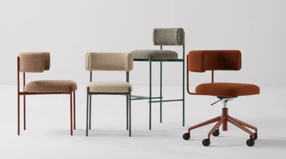 Sedia Amelie da soggiorno realizzata in tessuto scontata del 30%