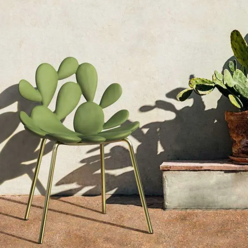 Sedia da giardino Sedia filicudi ottone e rosa brillante – set 2 pezzi Qeeboo in Offerta Outlet