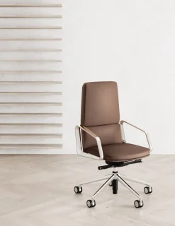 Sedia direzionale in ecopelle Lead schienale medio Las mobili a prezzi outlet