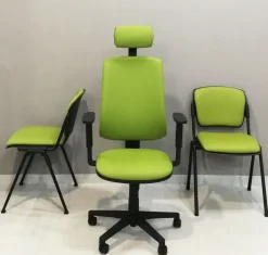 Sedia operativa Mask schienale alto + 2 sedie attesa  in ecopelle Collezione esclusiva a prezzo Outlet