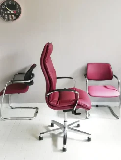 Sedia operativa modello Tris sedie: formen direzionale + 2 sedie visitatore sistema slitta Las mobili in OFFERTA OUTLET