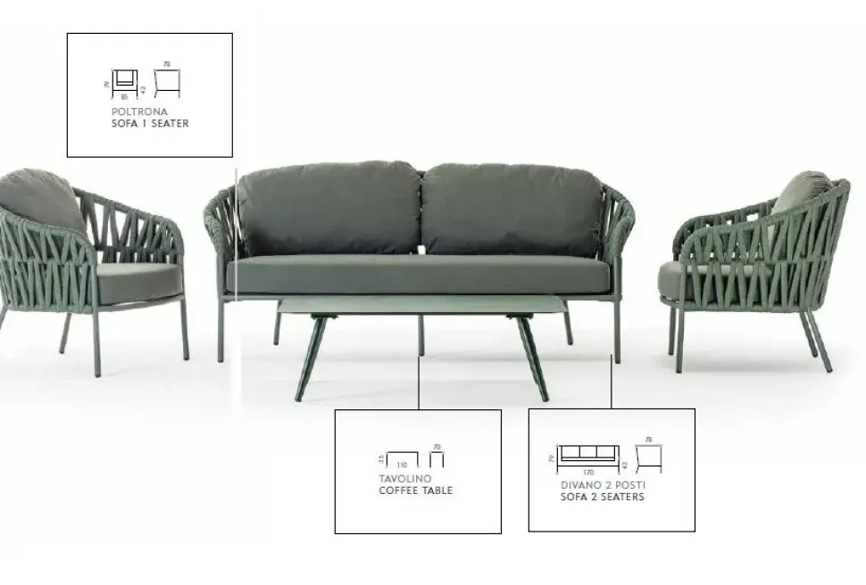 Set per l'esterno Set completo con rivestimento nautico olefin idrorepellente a marchio Md work a prezzo scontato