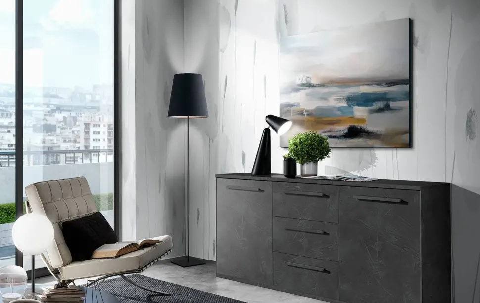 Soggiorno completo Living mod.jazz di Gierre mobili in laminato materico a prezzo Outlet