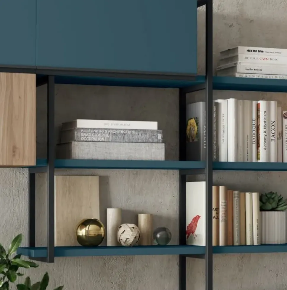 Soggiorno completo modello Soggiono colombini golf in colore rovere e blu opale di Colombini casa a prezzo Outlet