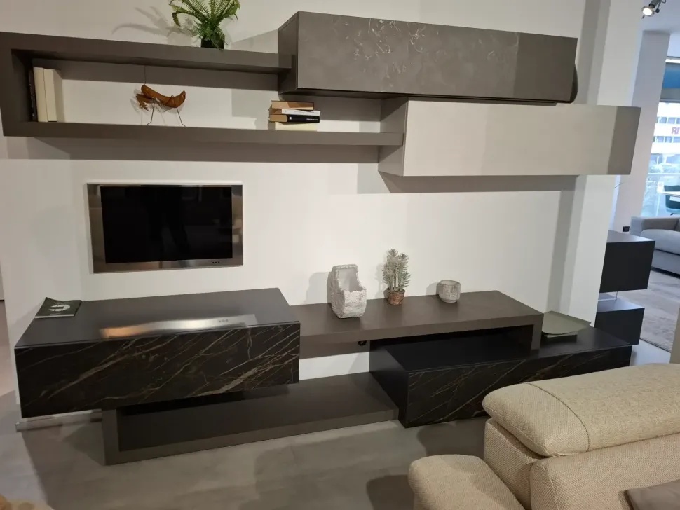 Soggiorno completo Soggiorno lampo con frontali ceramica di Sangiacomo in stile moderno a prezzi convenienti