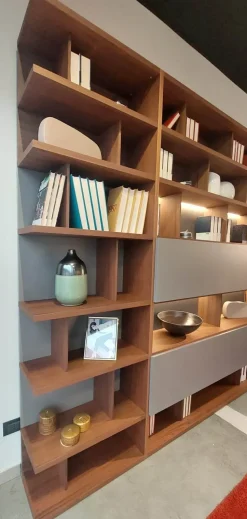 Soggiorno completo Spazioteca di Pianca in legno in Offerta Outlet