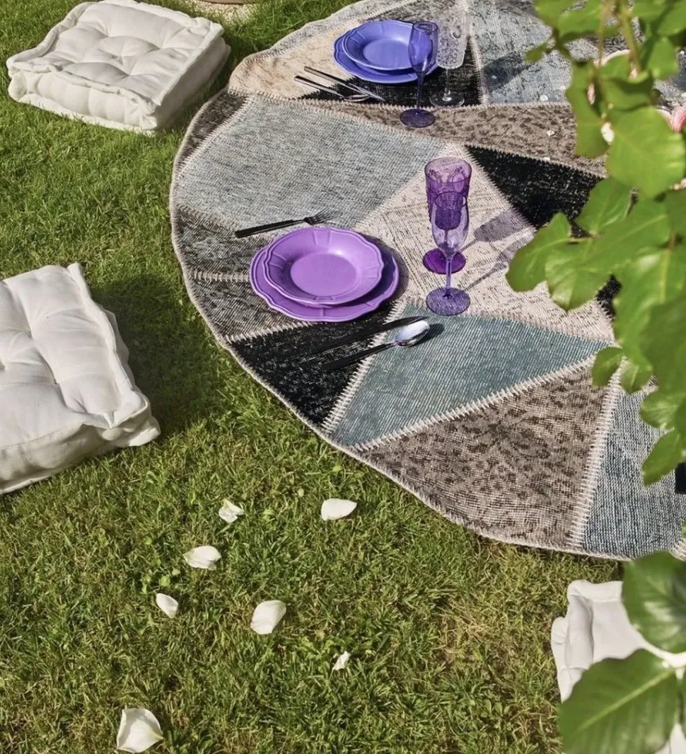 Tappeto Moderno modello Tappeto upcycling rotondo stile patchwork crash a prezzi convenienti