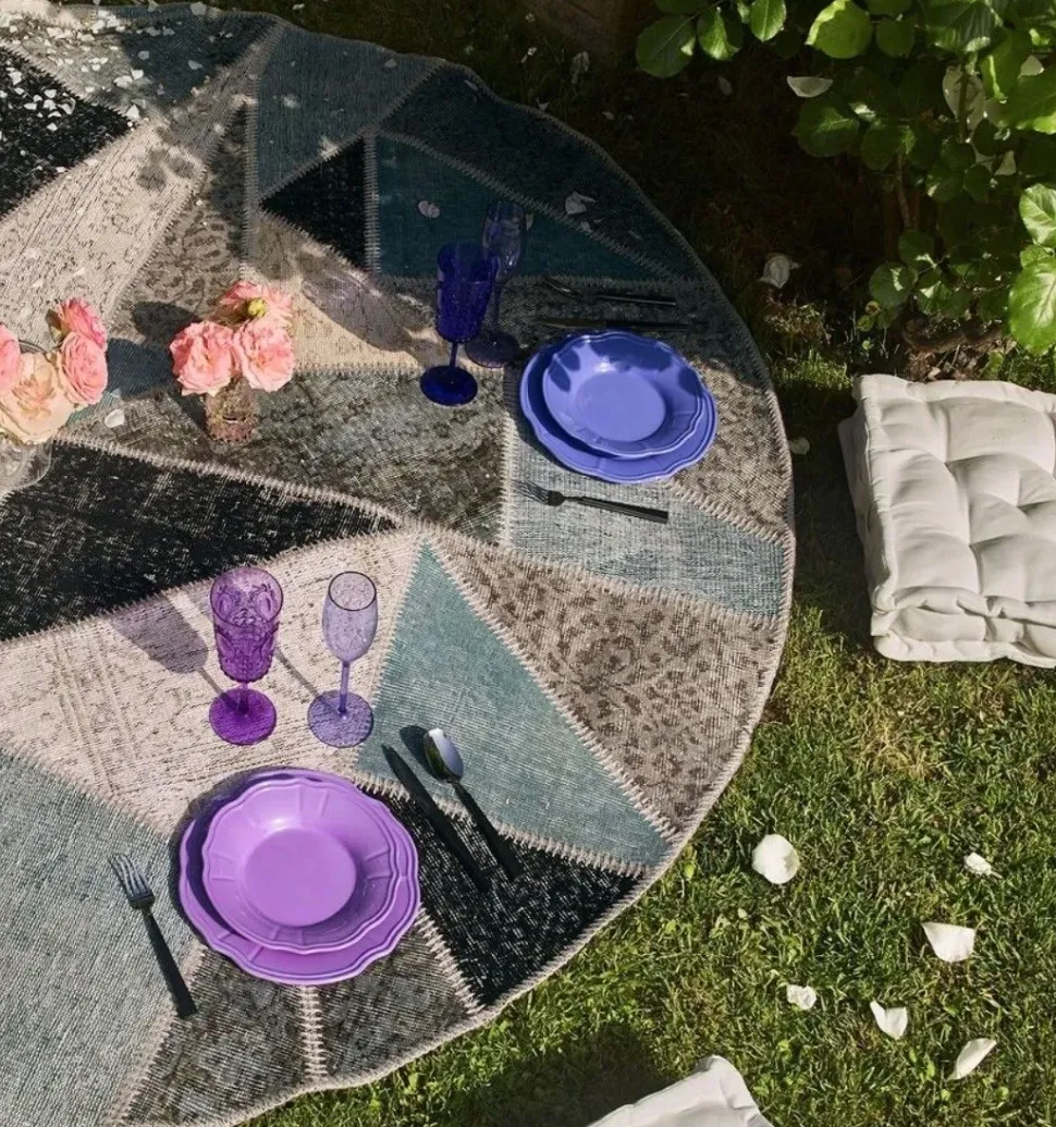 Tappeto Moderno modello Tappeto upcycling rotondo stile patchwork crash a prezzi convenienti