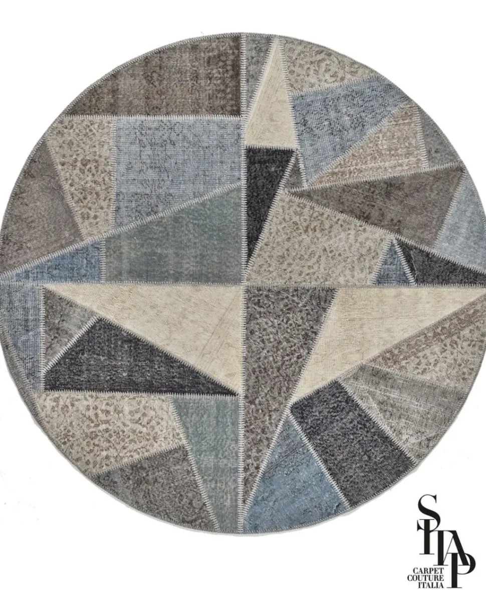 Tappeto Moderno modello Tappeto upcycling rotondo stile patchwork crash a prezzi convenienti