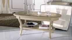 Tavolino Artigiani veneti modello Tavolino da salotto ovale con piano in vetro in promo-sconto del 40% in OFFERTA OUTLET