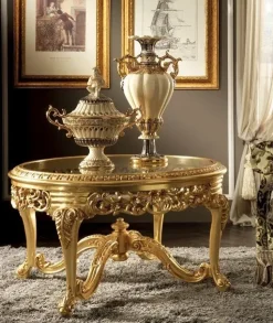 Tavolino classico Tavolino laccato foglia oro di Md work a prezzo scontato