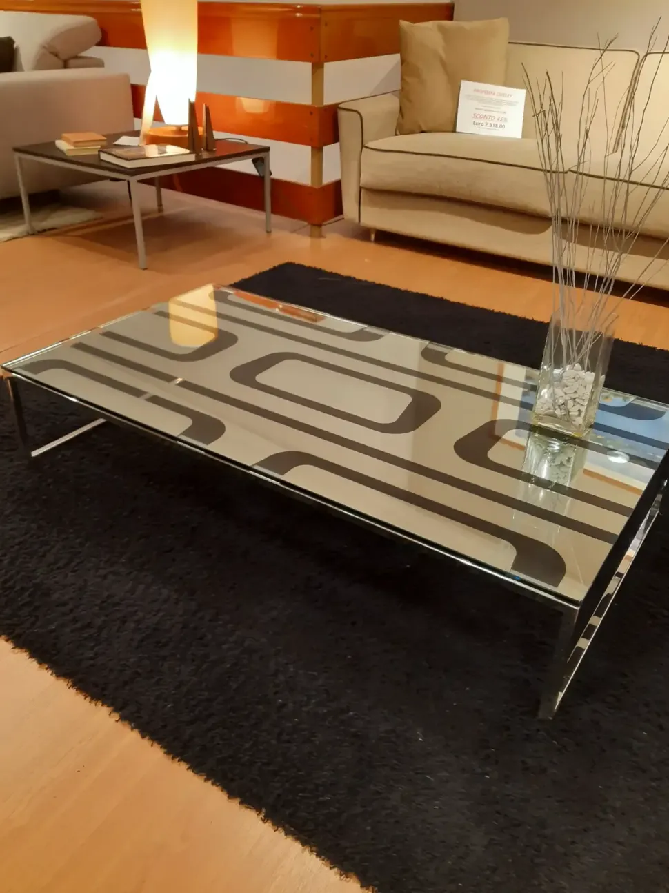 Tavolino design Tavolino vetro argentato di Ciacci a prezzo ribassato