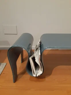 Tavolino La vetreria modello Tavolino cristallo grigio curvato in OFFERTA OUTLET