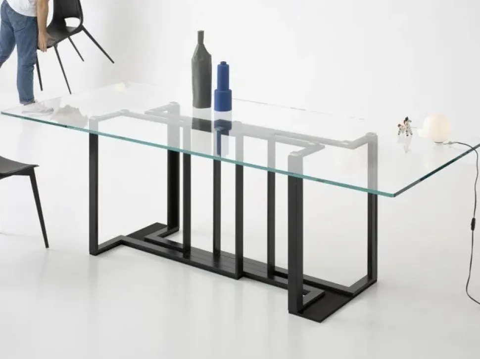 Tavolo Accademia Pointhouse in vetro Fisso