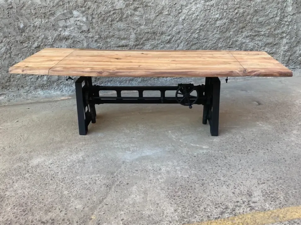 Tavolo allungabile Tavolo allungabile crank con manovella Outlet etnico a prezzo scontato