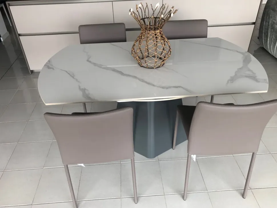 Tavolo con piano in ceramica rotondo di Target point a PREZZO OUTLET