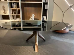 Tavolo con piano in vetro ellittico di Colico a PREZZO OUTLET