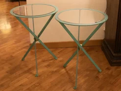 Tavolo Coppia di tavoli riva in ferro e cristallo bisellato Artigianale a prezzo ribassato