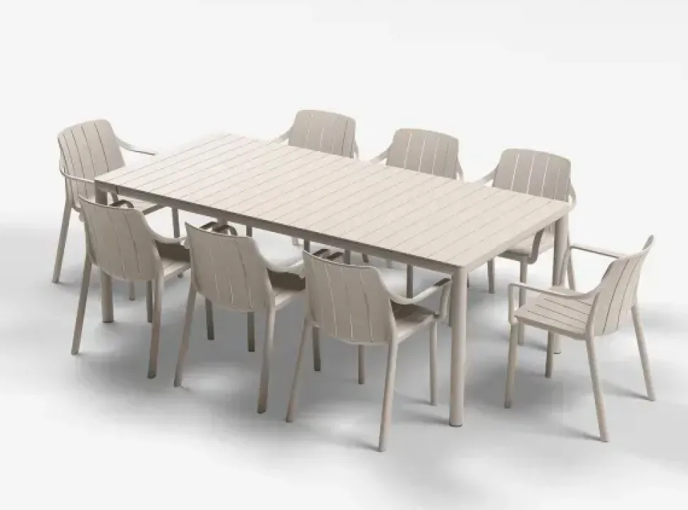 Tavolo da giardino Set tevere 210/275 con 8 tiberina nardi a marchio Nardi a prezzo scontato