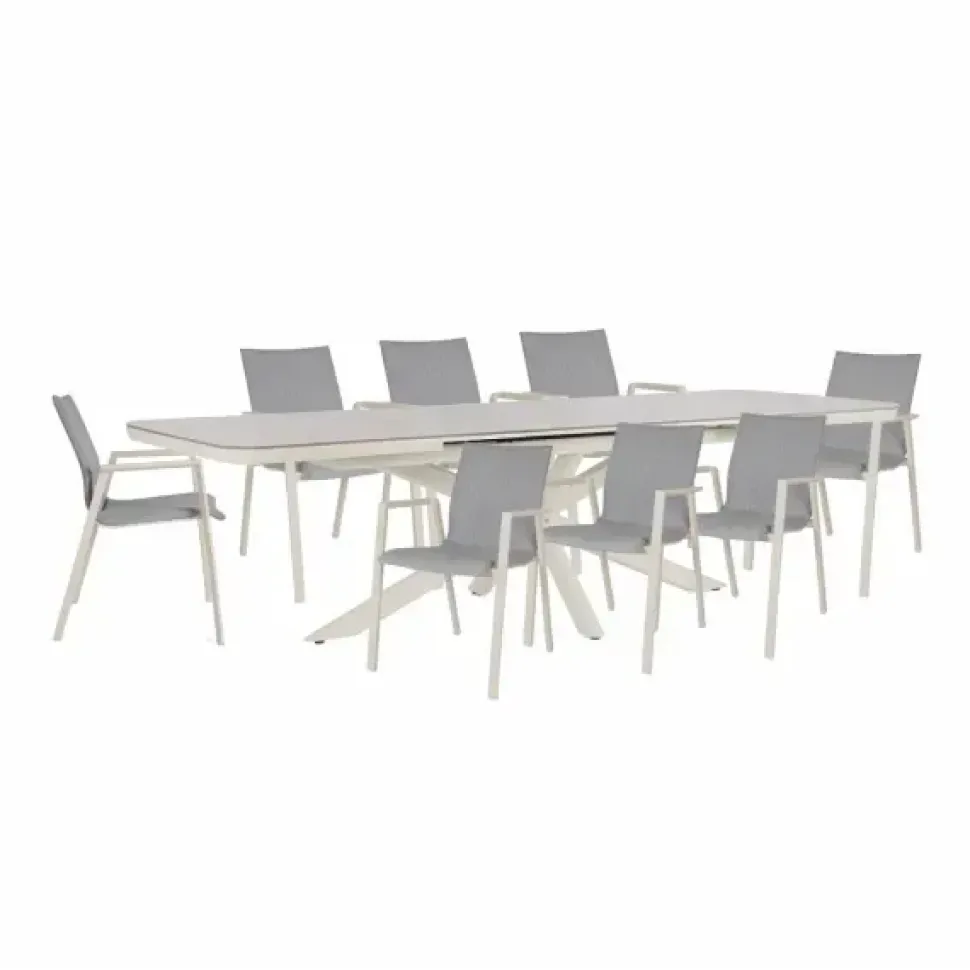 Tavolo da giardino Tavolo pascal allungabile 200/260 cm con 8 poltrone odeon rastin - bizzotto a marchio Bizzotto a prezzo ribassato