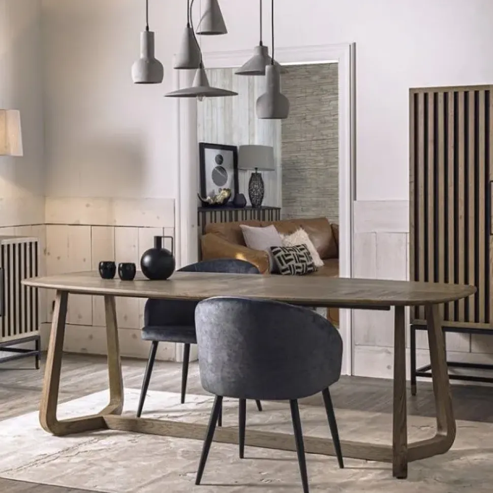 Tavolo in legno ellittico Ellisse db007478 Dialma brown in offerta outlet