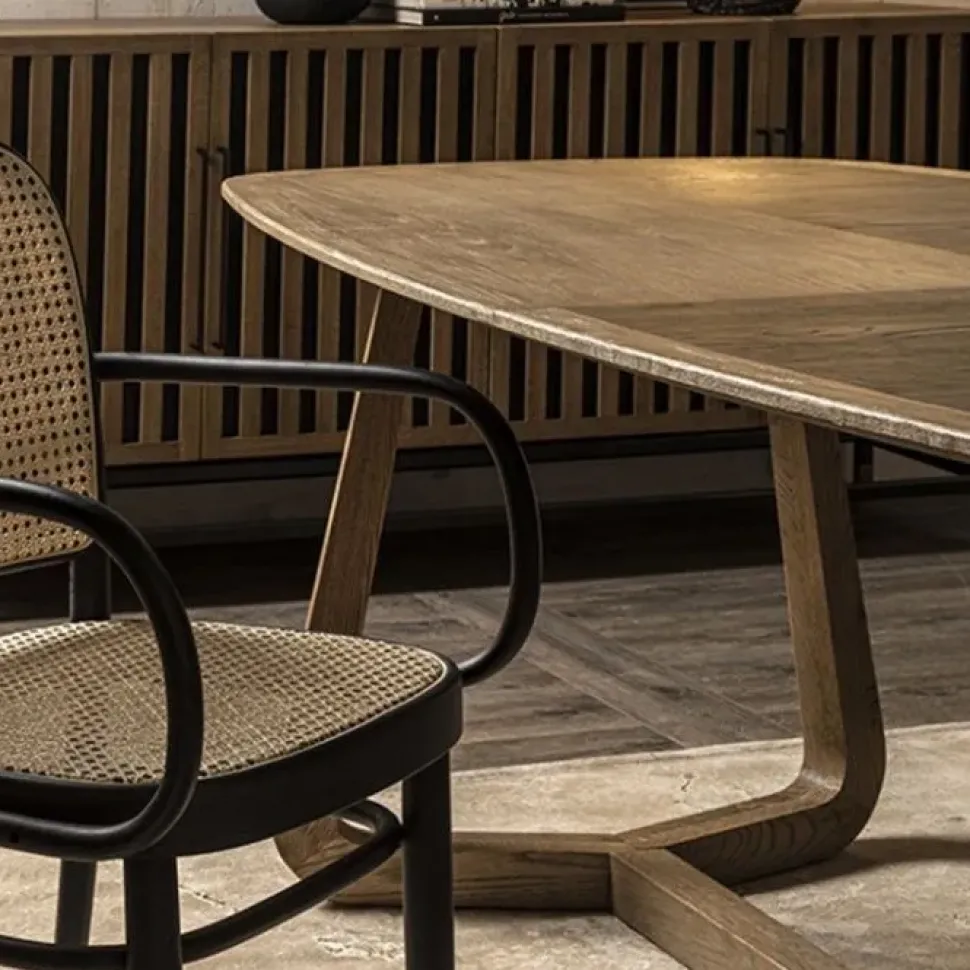 Tavolo in legno ellittico Ellisse db007478 Dialma brown in offerta outlet