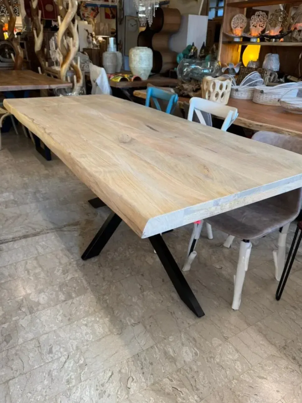 Tavolo in legno rettangolare Tavolo allungabile craft gambe u Outlet etnico a prezzo scontato