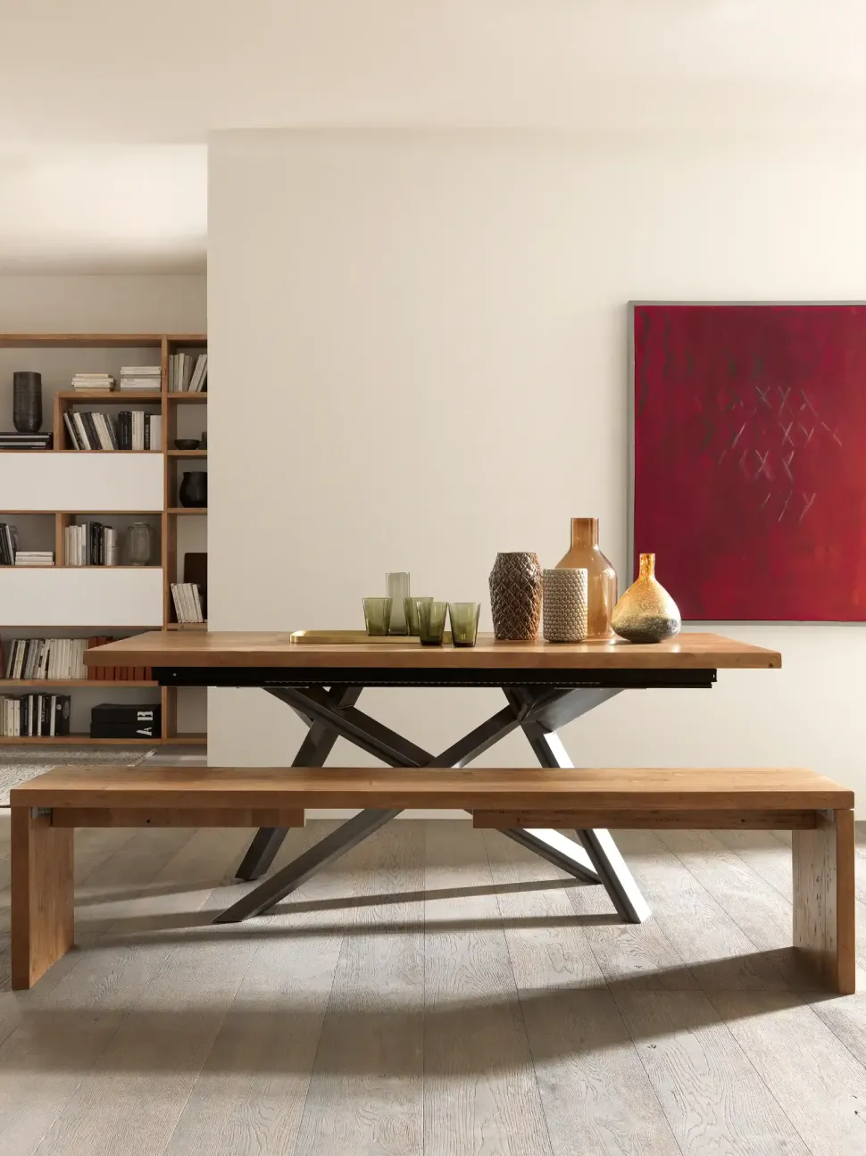 Tavolo in legno rettangolare Tavolo massiccio allungabile estensibile Mobilia web a prezzo scontato