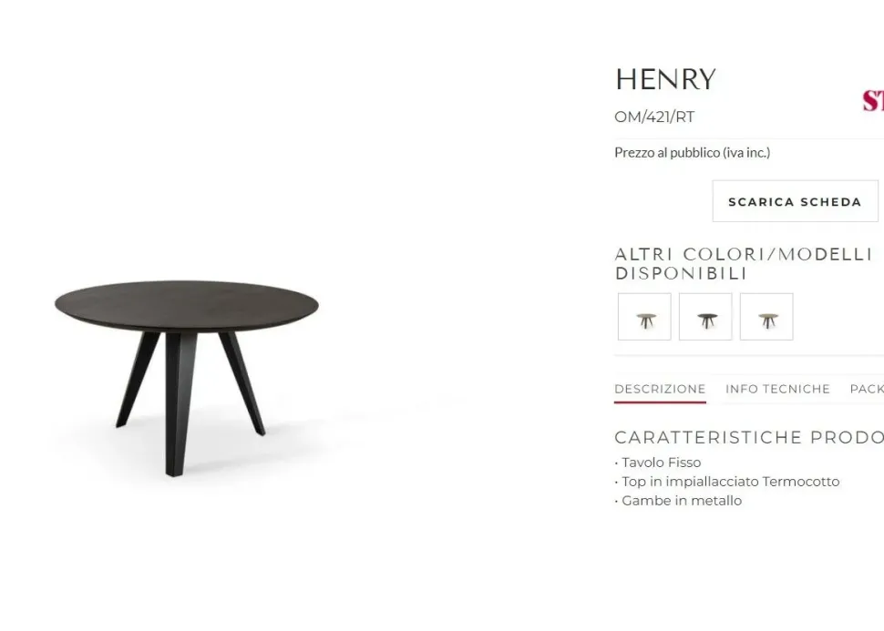 Tavolo in legno rotondo Henry Stones in offerta outlet