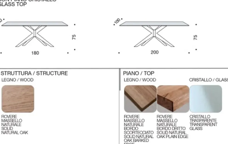 TAVOLO IN VETRO CON BASAMENTO CENTRALE A STELLA