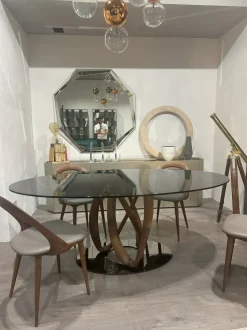 Tavolo in vetro ellittico Infinity Porada in offerta outlet