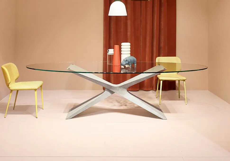 Tavolo in vetro ellittico Nexus * Midj in offerta outlet