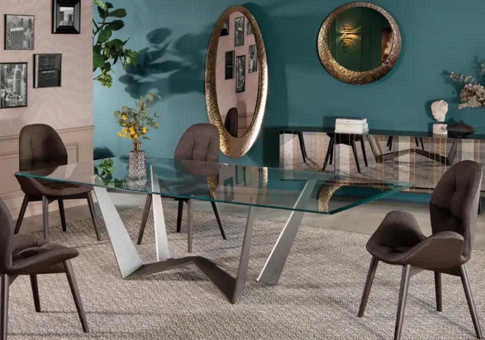 Tavolo in vetro rettangolare Reverse Tonin casa in offerta outlet
