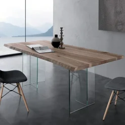 Tavolo in vetro rettangolare Glass Artigianale in offerta outlet