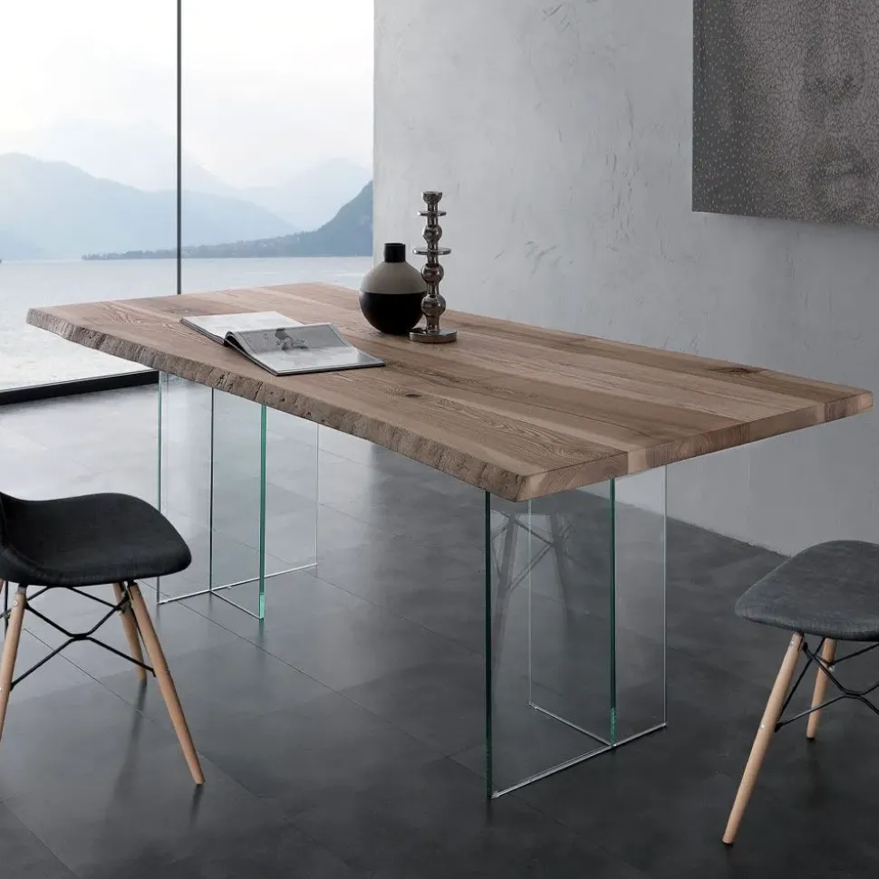 Tavolo in vetro rettangolare Glass Artigianale in offerta outlet
