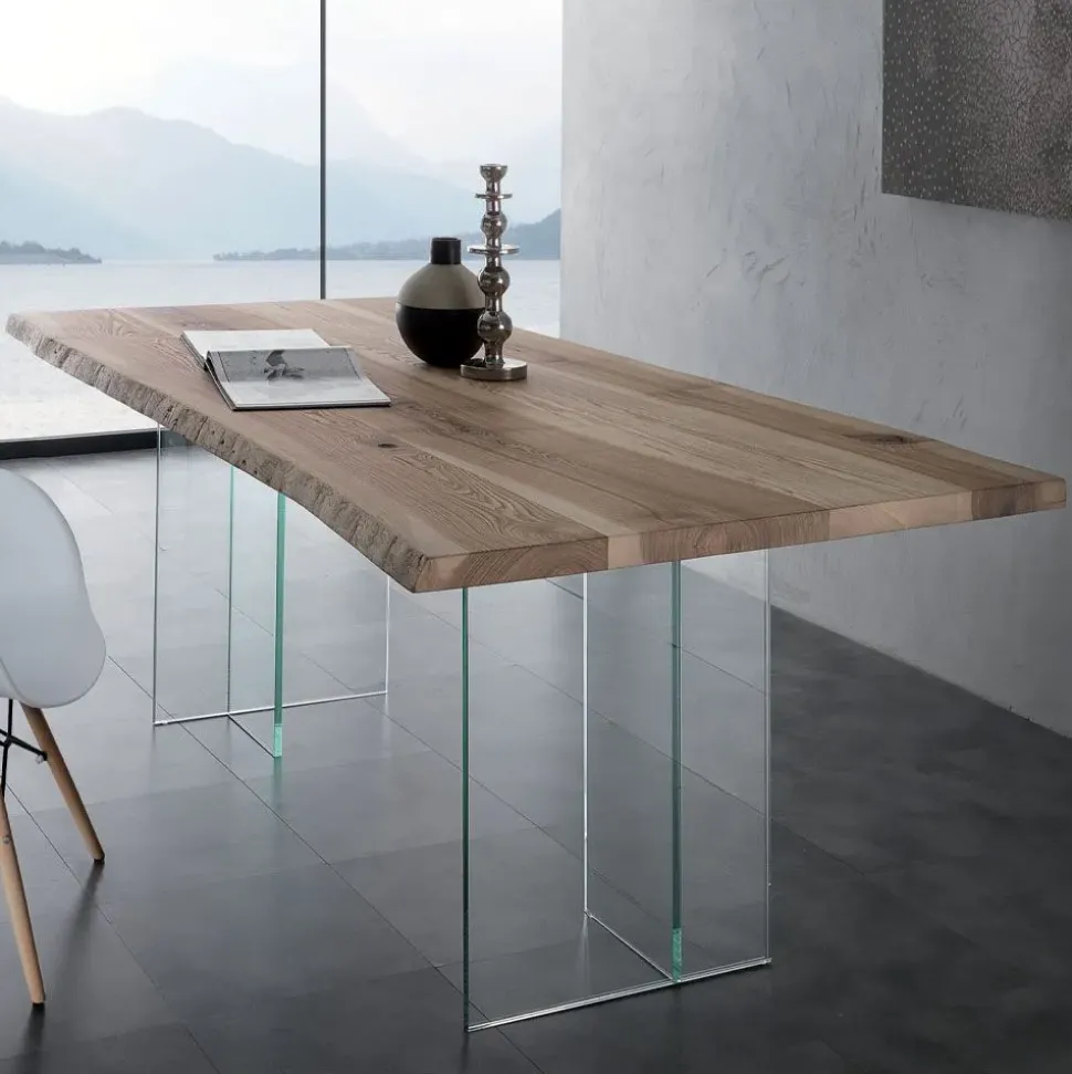 Tavolo in vetro rettangolare Glass Artigianale in offerta outlet