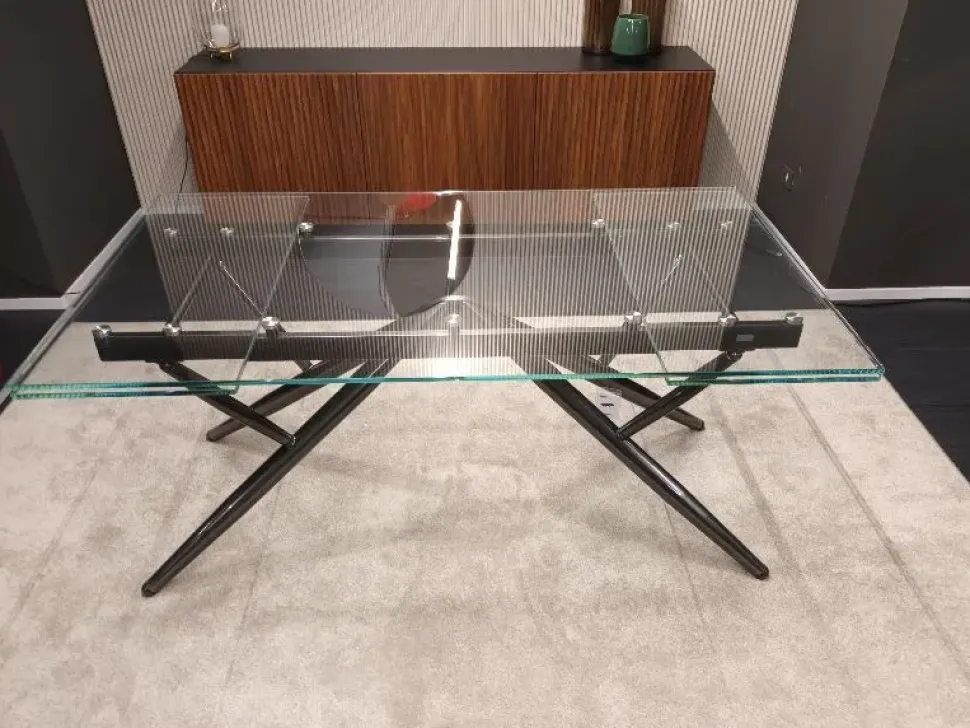 Tavolo in vetro rettangolare Bridge Bontempi a prezzo ribassato