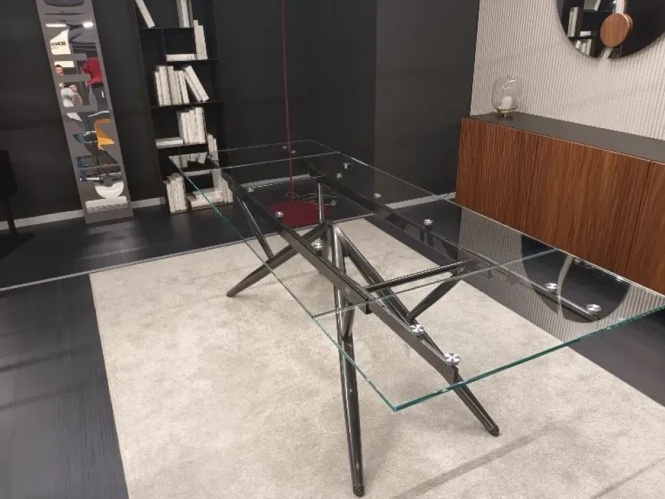 Tavolo in vetro rettangolare Bridge Bontempi a prezzo ribassato