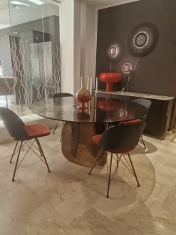 Tavolo in vetro rotondo Blur Nature design a prezzo ribassato