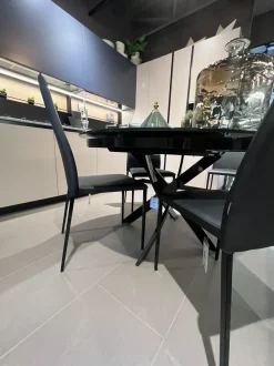 Tavolo in vetro rotondo Barone con vetro velvet antigraffio Bontempi a prezzo ribassato