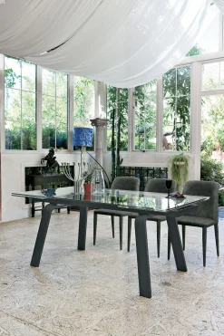 Tavolo Marte Collezione esclusiva in vetro Allungabile